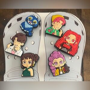 Cute Cartoon Character Shoe Croc Charms Set of 6 K-pop Demon Hunters